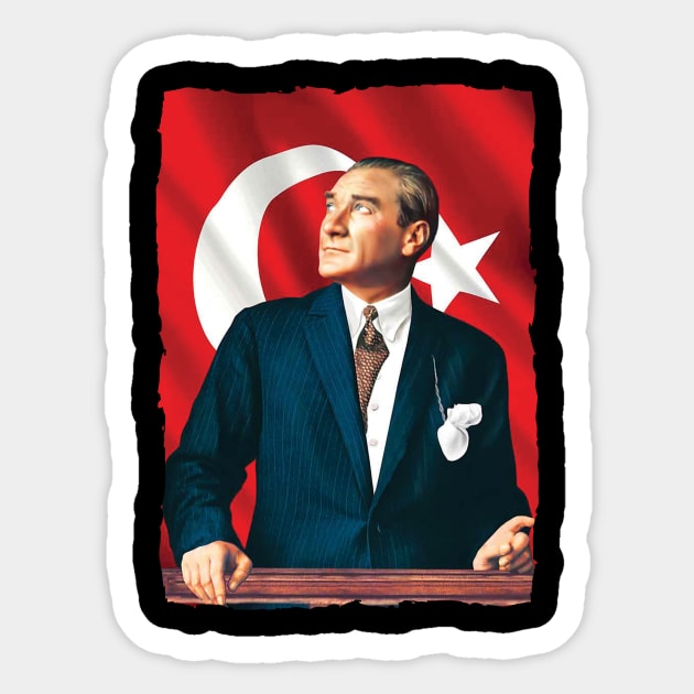 Atatürk and Flag Sticker by Tuwegl
